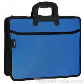 Портфель  пластик на 2 отделения на молнии с ручкой 82263 синий
